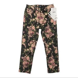 NWT Hudson Dixie Ankle Crop Skinny Jeans Girls Size 6X Black Pink Floral Print